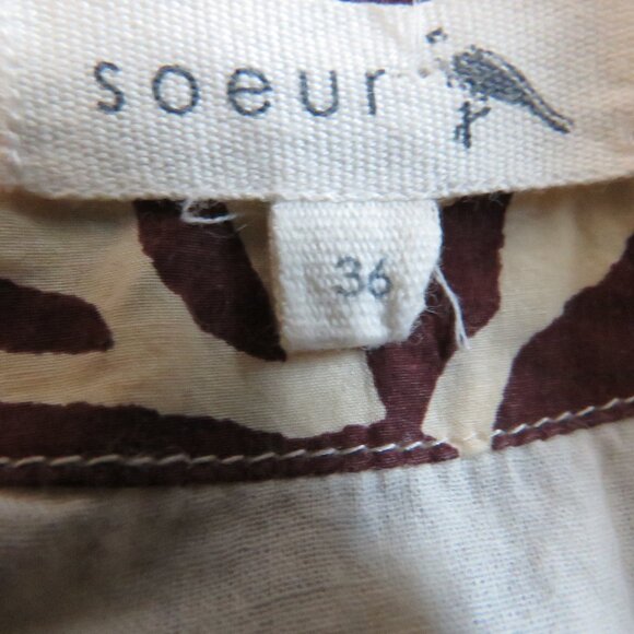 SOEUR Leaf Printed Cotton Bomber Chore Jacket Abstract Minimalist Sz 36 / US S - Picture 14 of 15